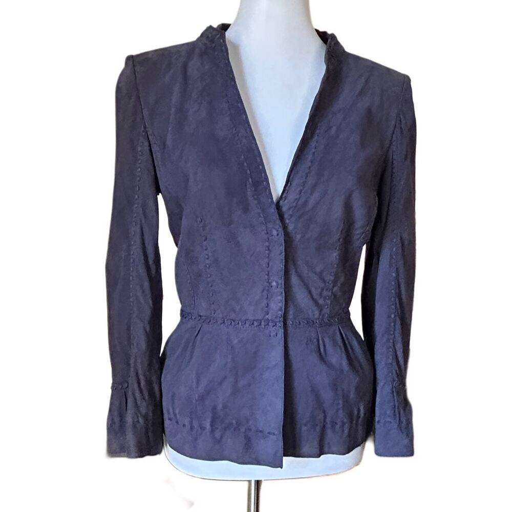 1990s Philosophy di Alberta Ferretti Suede Peplum Jacket – Made in Italy, US 8